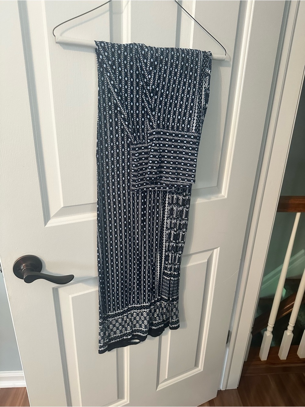 Max Studio Navy and White Printed Maxi Skirt